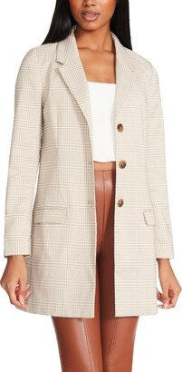 Womens Plaid Split Hem Suit Jacket