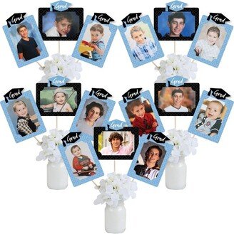 Big Dot of Happiness Light Blue Grad - Best is Yet to Come - Graduation Party Picture Centerpiece Sticks - Photo Table Toppers - 15 Pieces