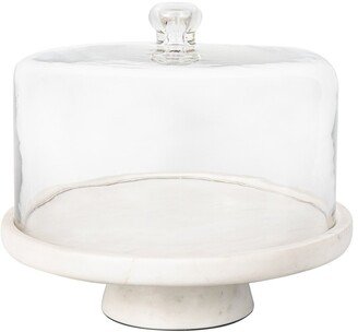 Mila Footed Marble Cake Stand With Dome