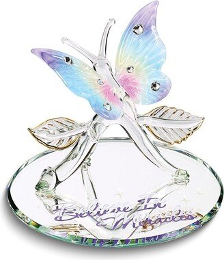 Curata Butterfly Believe in Miracles Handcrafted Glass Figurine