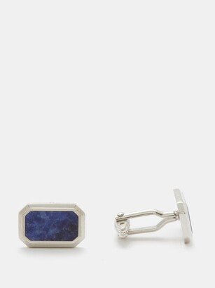 Sodalite-embellished Platinum-plated Cufflinks