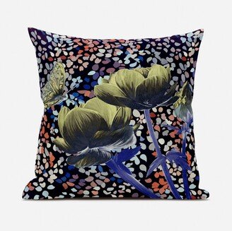 Amrita Sen Designs Amrita Sen Three Roses with Butterfly Indoor Outdoor Pillow Zip