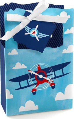 Big Dot of Happiness Taking Flight - Airplane - Vintage Plane Baby Shower or Birthday Party Favor Boxes - Set of 12