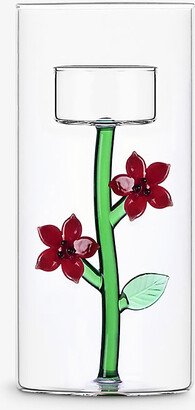 Christmas Flowers Christmas Star-embellished Glass Tealight Holder 8cm