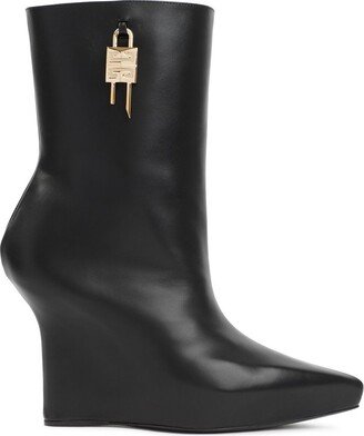 Lock Plaque Detail Wedge Boots