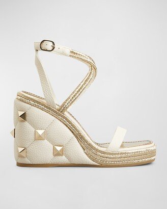 Roman Stud Ankle-Strap Wedge Sandals