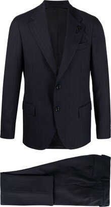 Pinstripe-Pattern Single-Breasted Blazer-AD