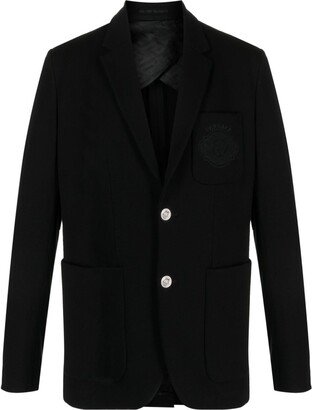 Medusa-embroidered cotton blazer