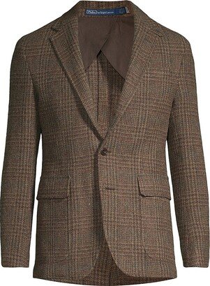 Plaid Wool Two-Button Blazer