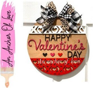 Happy Valentine's Day Wooden Heart Doorhanger Wreath-Valentines Day Wreath - Door Hanger