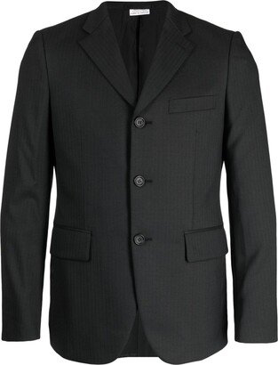 Stripe-Pattern Single-Breasted Blazer