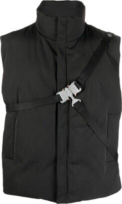 Buckle-Detail Funnel-Neck Vest