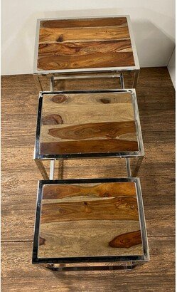 Set of 3 Modern Rustic Nesting Tables - 16 W x 20 D x 20.5 H