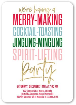 Holiday Invitations: Merry Making Holiday Invitation, Red, 5X7, Matte, Signature Smooth Cardstock, Rounded