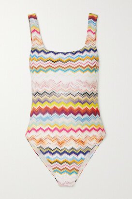 Mare Striped Crochet-knit Swimsuit - Pink