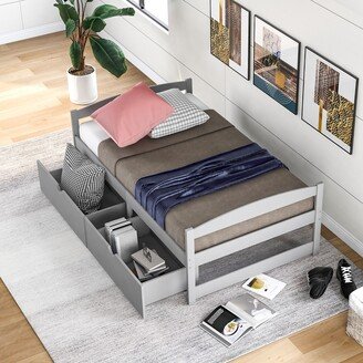 GEROJO Twin Size Platform Bed Wooden Daybed with 2 Drawers