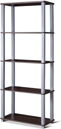 5-Tier Multi-Functional Storage Shelves Rack Display Bookcase - Coffee - 23.5