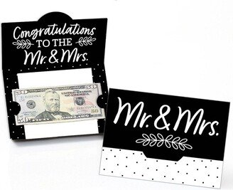 Big Dot of Happiness Mr. and Mrs. - Black and White Wedding or Bridal Shower Money and Gift Card Holders - Set of 8