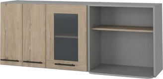 FM Furniture Everly Wall Cabinet, Glass Cabinet, Double Door, Rack