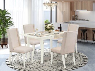 Rectangle Dinette Set - Butterfly Leaf Rectangular Modern Dining Table and Nail Head Dining Chairs