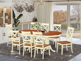 9 Piece Dining Room Furniture Set Includes an Oval Kitchen Table and 8 Dining Chairs,