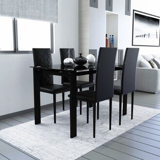 Aoolive 5-Piece Diamond Shaped Dining Table and Chair Set of 4