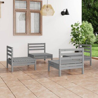 4 Piece Patio Lounge Set Gray Solid Pinewood - 25 x 25 x 24.6-AA