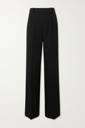 Pleated Grain De Poudre Wool Straight-leg Pants - Black-AA