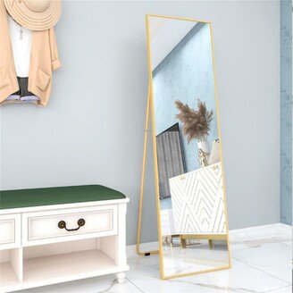 BESTCOSTY Golden Wall-Mounted Alloy Frame Full Length Mirror