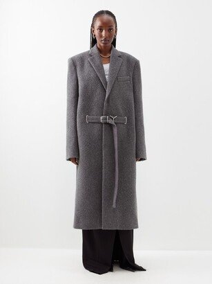 Single-breasted Belted Wool-blend Coat