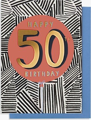 Stop the Clock Design Stripes 50th Birthday Card