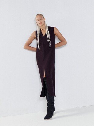 Deep V Boxy Organic Wool Crepe Shift Dress