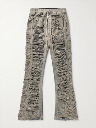 Pusher Straight-Leg Distressed Drawstring Jeans