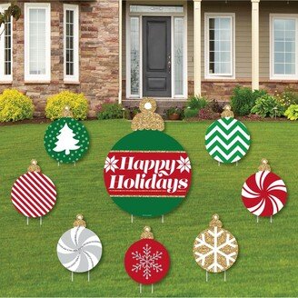 Big Dot Of Happiness Ornaments - Outdoor Lawn Decor - Holiday & Christmas Party Yard Signs - Set of 8