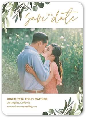 Save The Date Cards: Foliage Retreat Save The Date, White, 5X7, Standard Smooth Cardstock, Rounded