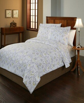 Meadow Print Luxury Size Cotton Flannel Duvet Cover Set, Full/Queen