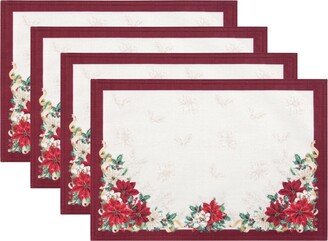 Poinsettia Garlands Engineered Placemats, Set of 4, 13 x 19