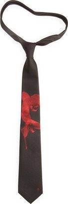 Orchid Place Print Silk Tie