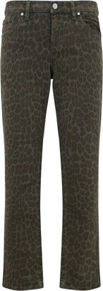 Leopard Printed Straight-Leg Jeans