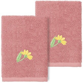 Daisy Embellished Washcloth - Set of 2 - Tea Rose