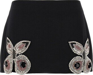 Butterfly Embellished Zipped Mini Skirt