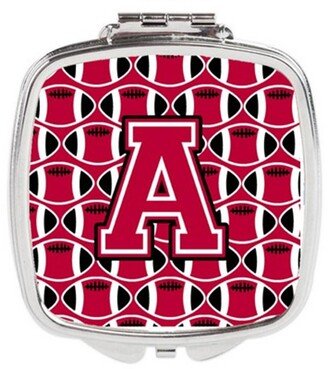 CJ1079-ASCM Letter A Football Crimson & White Compact Mirror