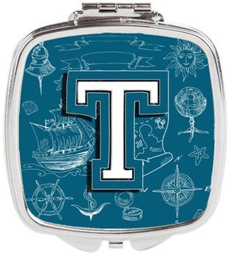 CJ2014-TSCM Letter T Sea Doodles Initial Alphabet Compact Mirror