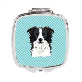 BB1179SCM Checkerboard Blue Border Collie Compact Mirror, 2.75 x 3 x .3 In.