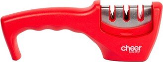 Cheer Collection Professional 3-Step Kitchen Knife Sharpener (Red)