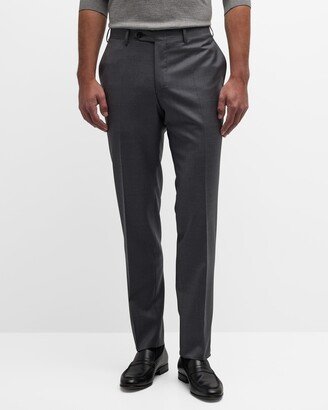 Men's Melange Flat-Front Trousers-AA