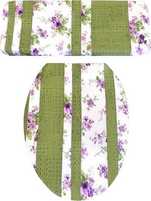 Lavender Violets & Green Toilet Seat Lid & Tank Cover Set - Audrey Belisle