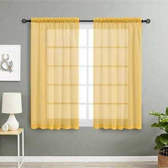 Kate Aurora 2 Pack Basic Home Rod Pocket Sheer Voile Window Curtains