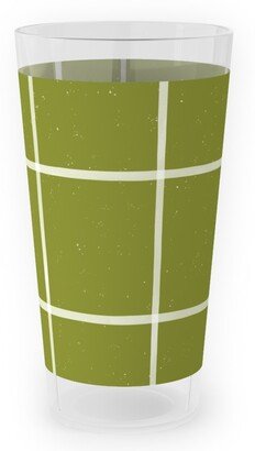 Outdoor Pint Glasses: Watercolor Windowpane - Green Outdoor Pint Glass, Green
