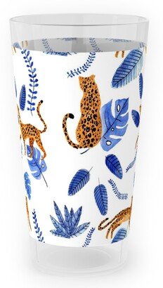 Outdoor Pint Glasses: Leopard Tropical Exotic - Blue Outdoor Pint Glass, Multicolor